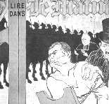 H. de Toulouse-Lautrec, Le Matin 1893. Manifesto per la pubblicazione a puntate sul giornale Le Matin delle memorie dell'Abbé Foure sulle confessioni raccolte ai piedi della ghigliottina. Parigi, Musée des Arts Décoratifs.